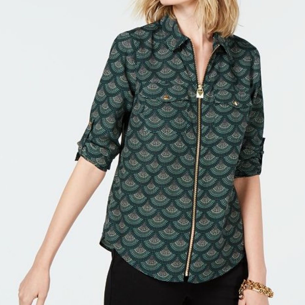 MICHAEL Michael Kors Zip-Front Shirt
Size XL